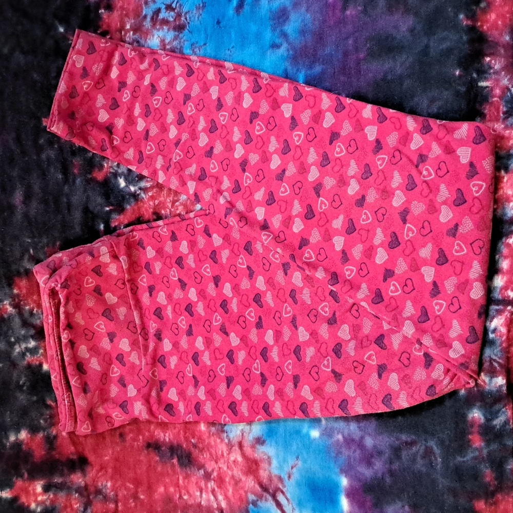 Lularoe Heart OS Leggings, Valentine's, Love, Pink/Purple